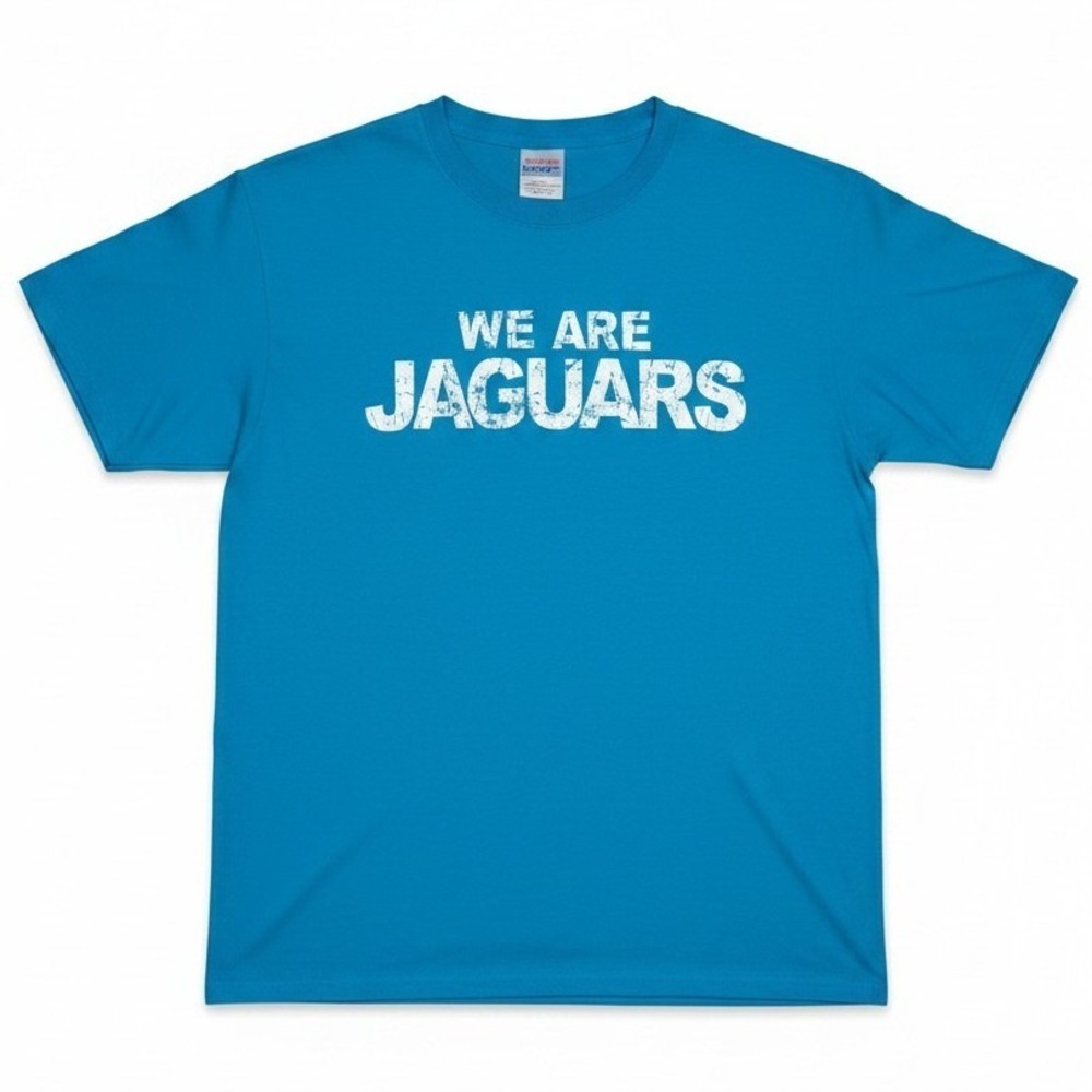 Hanes‎ Heavyweight We Are Jaguars Graphic Tee, Blue Short Sleeve Shirt, Large